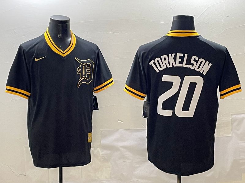 Men Detroit Tigers #20 Torkelaon Black Gold Game 2025 Nike MLB Jersey style 1->detroit tigers->MLB Jersey